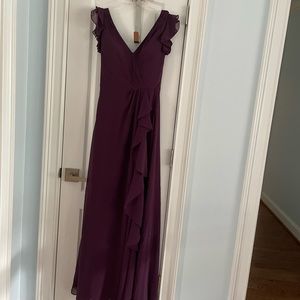 Very flattering dark purple floor length dress